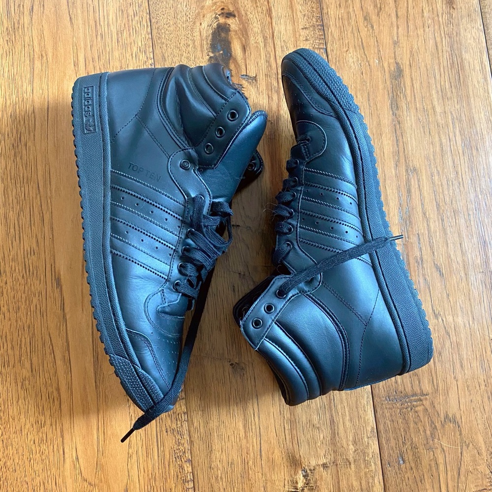 Adidas Mens High Top Leather Sneaker